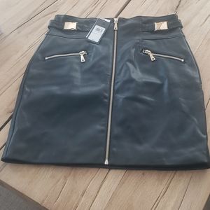 High waisted leather skirt